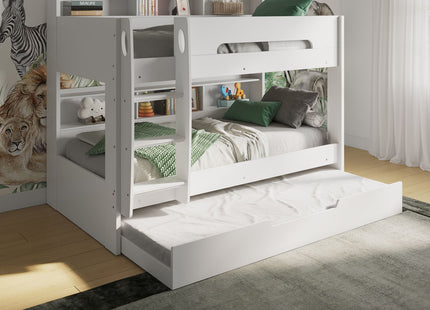 Interstellar Bunk Bed with Shelving White
