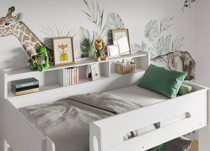 Interstellar Bunk Bed with Shelving White