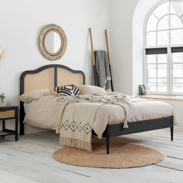 Leonie Rattan Bed Frame in Black