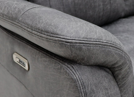 Leon Electric Recliner Sofa Grey 3 Seater