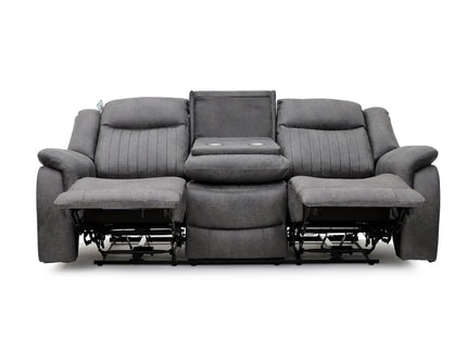 Leon Electric Recliner Sofa Grey 3 Seater