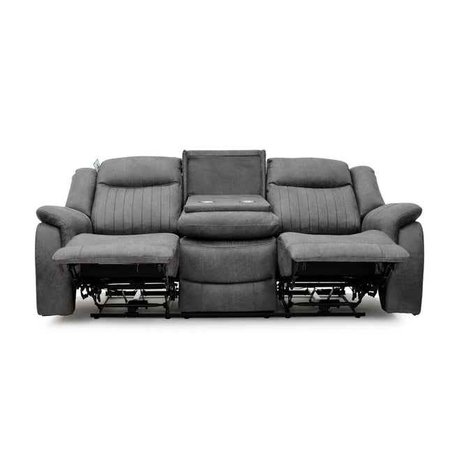 Leon Electric Recliner Sofa Grey 3 Seater