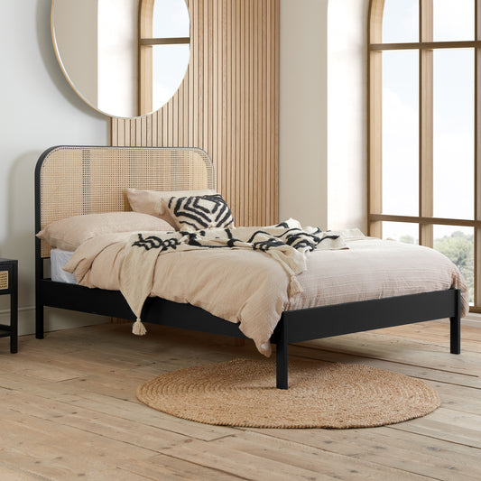180Cm Margot Rattan Bed Black