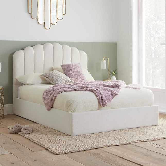 Monaco Fabric Ottoman Bed in White