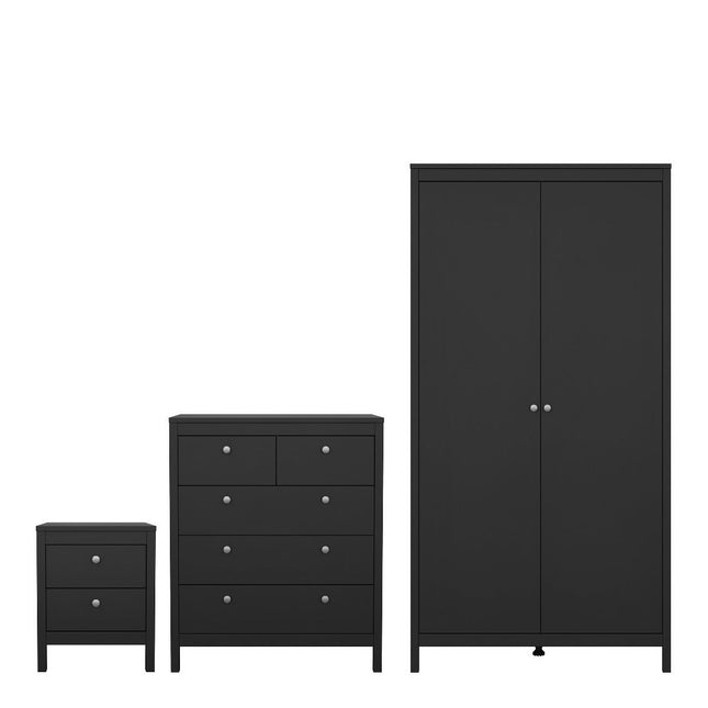 Madrid 3 Piece Bedroom Set - Matt Black