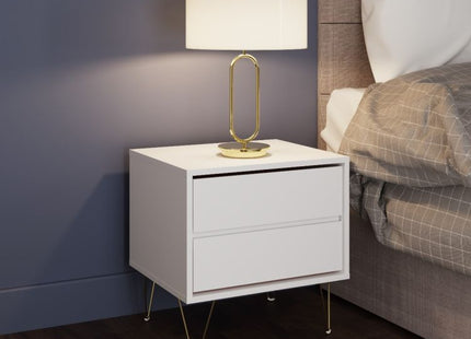 Monaco 2 Drawer Bedside - White