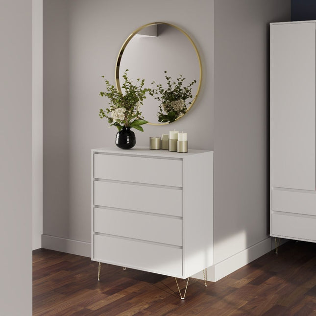 Monaco 4 Drawer Chest - White