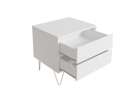Monaco 2 Drawer Bedside - White