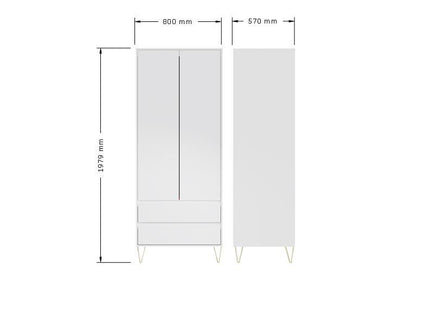 Monaco White 2 Door Wardrobe