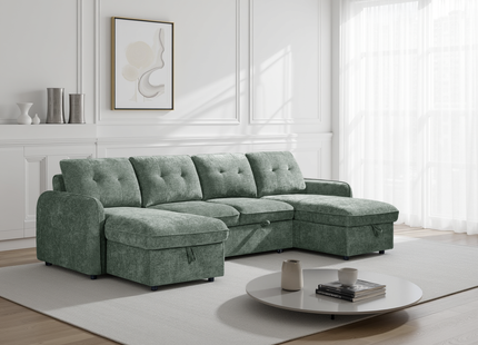 Moscow Sofabed Green U Shape Corner