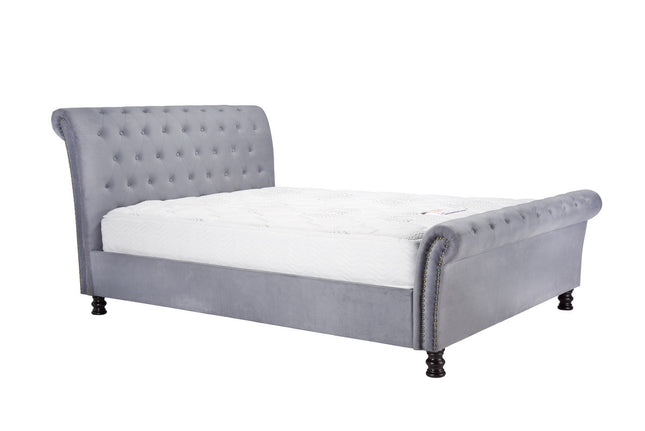 Opulence Fabric Bed Frame Grey Velvet
