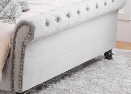 Opulence Fabric Bed Frame Grey Velvet