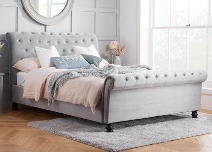 Opulence Fabric Bed Frame Grey Velvet
