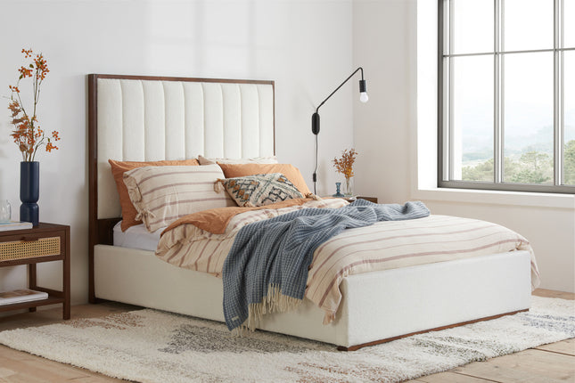 White Boucle Bed Frame