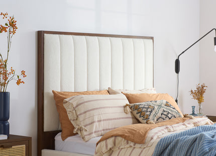 White Boucle Bed Frame