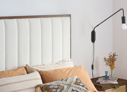 White Boucle Bed Frame