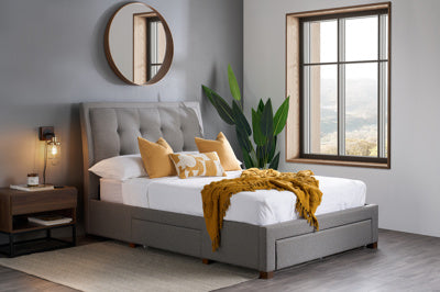 Shelby Fabric Bed Frame in Grey