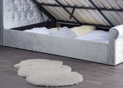 Sienna Fabric Side Ottoman Bed in Steel Crushed Velvet