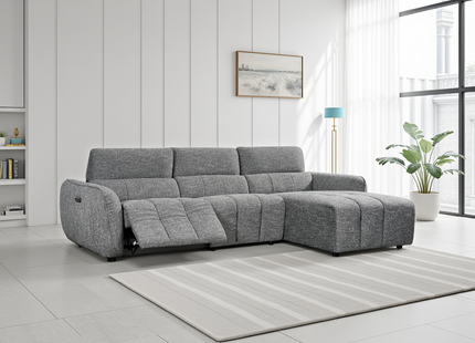 Turin Electric Recliner Sofa Charcoal Right Hand