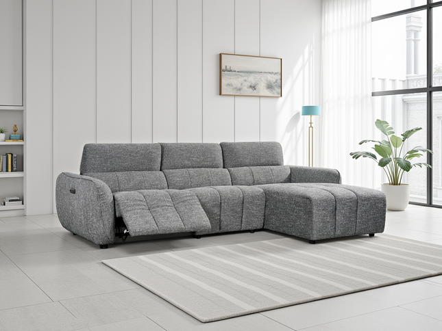 Turin Electric Recliner Sofa Charcoal Right Hand