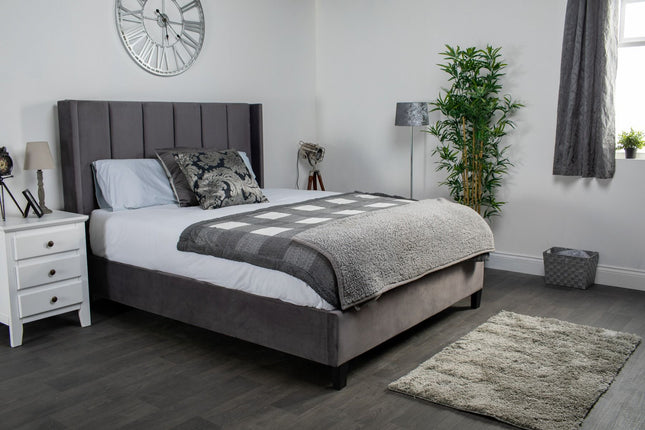 Flair Varee Dark Grey Velvet Bed Frame