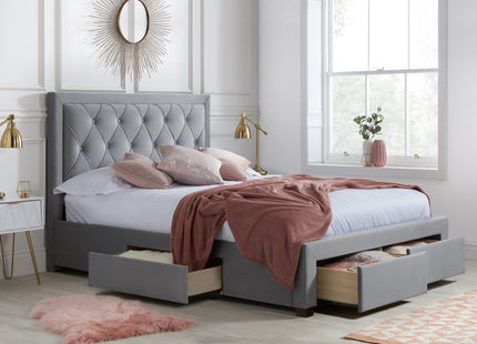 Woodbury Fabric Bed Frame in Grey Velvet