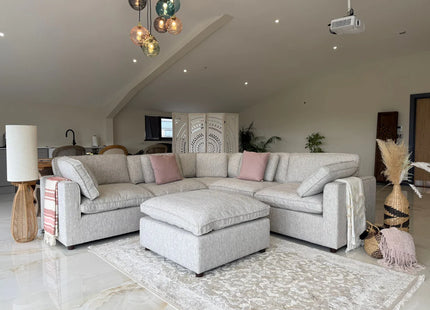 Santorini Sofa Grey Large Corner with Footstool