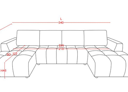 Shanghai Luxury Green U Shape Corner Sofabed