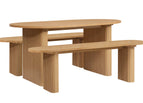 Oak / AXEL OVAL FLUTED DINING TABLE WALNUT WITH 2 BENCHES