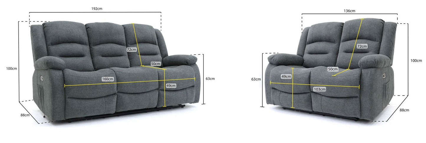 Alva Electric Recliner Sofa Graphite 3+2SET