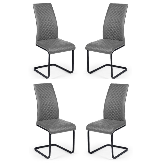 Set of 4 Xavier Grey Upholstered Cantilever Dining Chairs – image 2