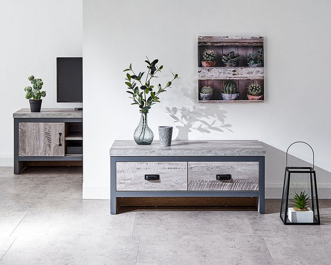 Boston 2 Drawer Grey Oak Coffee Table