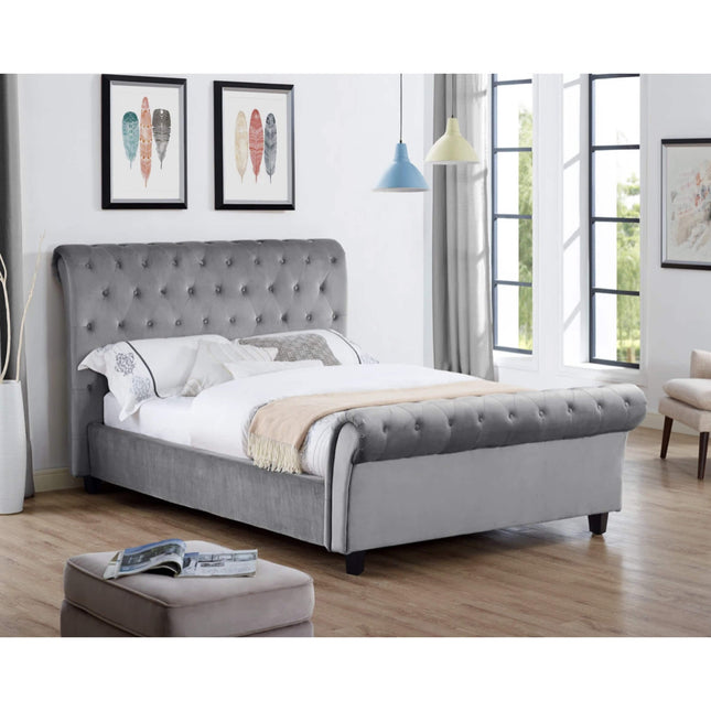 Casablanca Silver Velvet Bed Frame