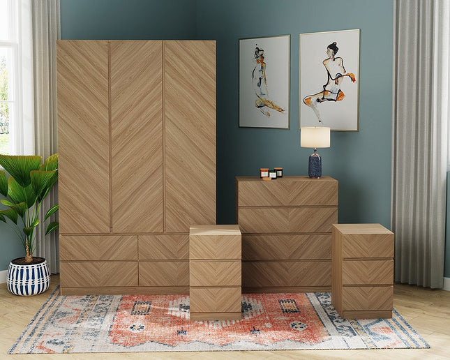 Catalina 4 Piece Bedroom Set - Oak