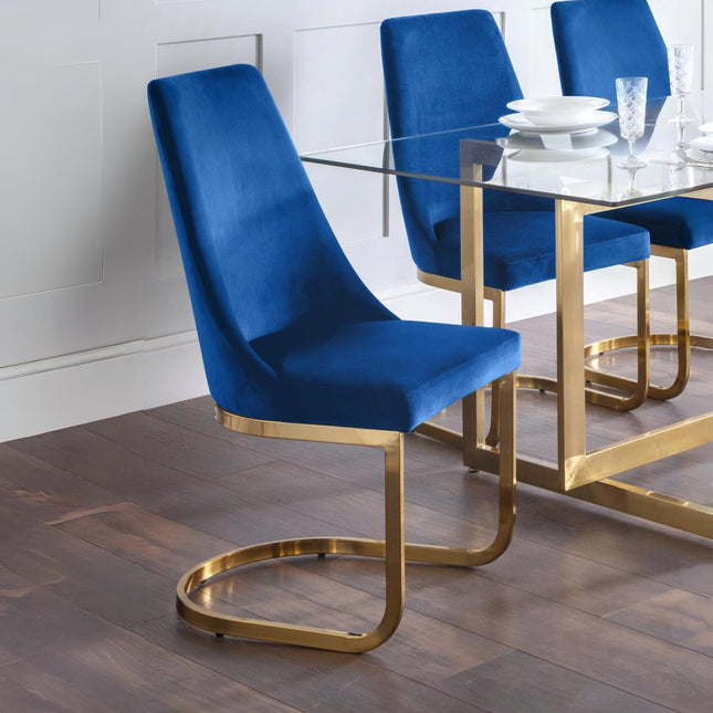 Set Of 2 Vittoria Cantilever Dining Chairs - Blue