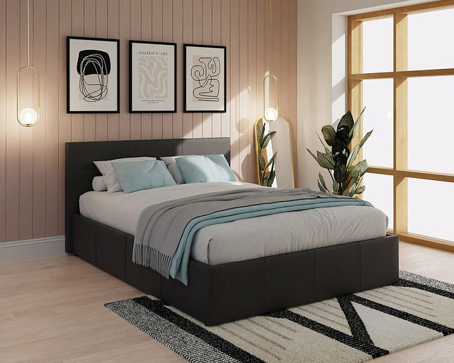 Lea End Lift Ottoman Bed - Black - Kingsize