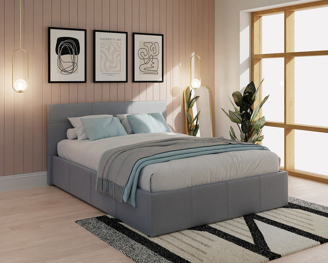 Lea End Lift Ottoman Bed - Grey - Double