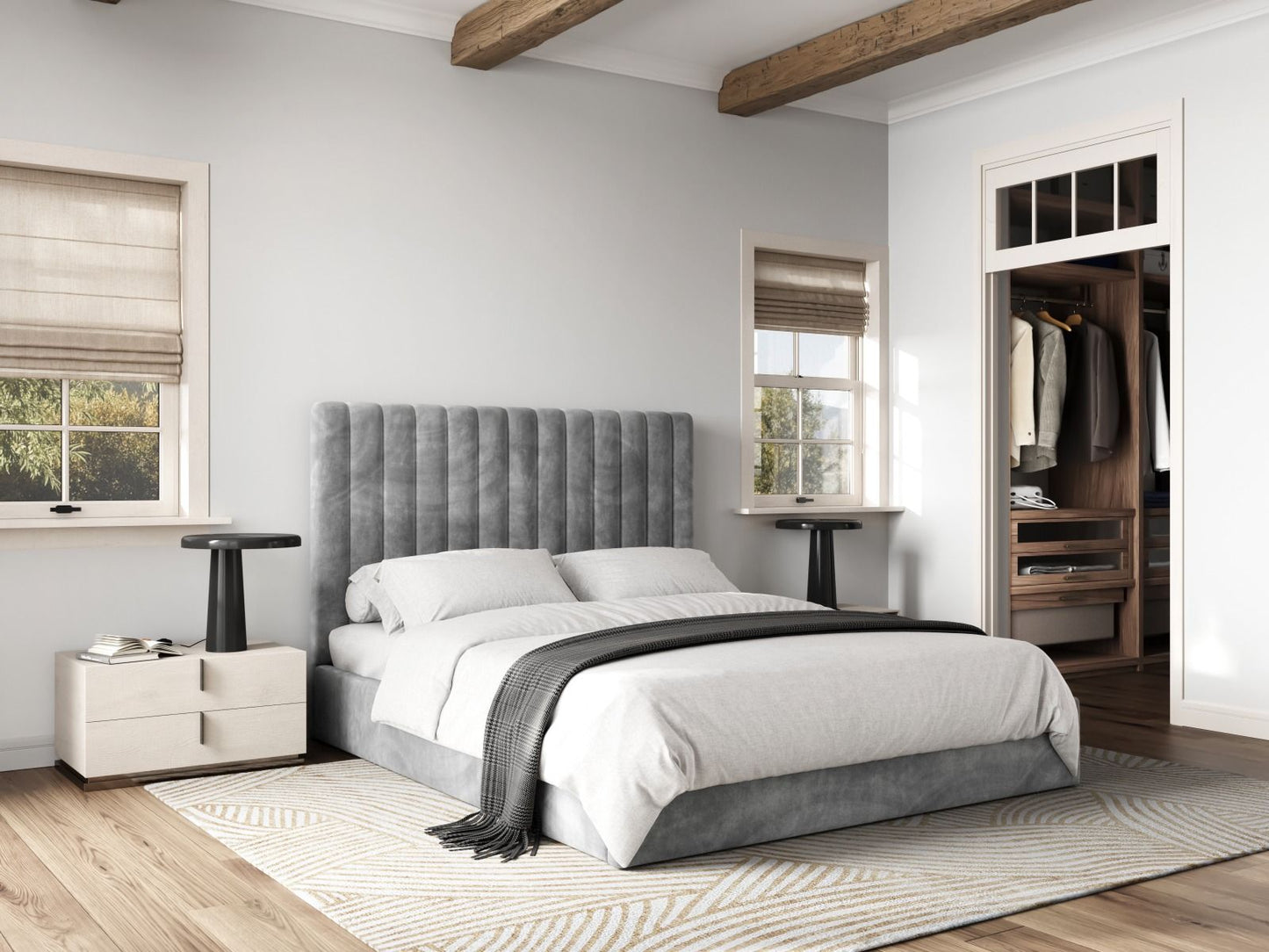 Flair Everly Grey Fabric Ottoman Bed
