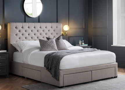 Wilton 135cm Double Grey Linen Style Fabric Storage Bed with 4 Drawers – image 2