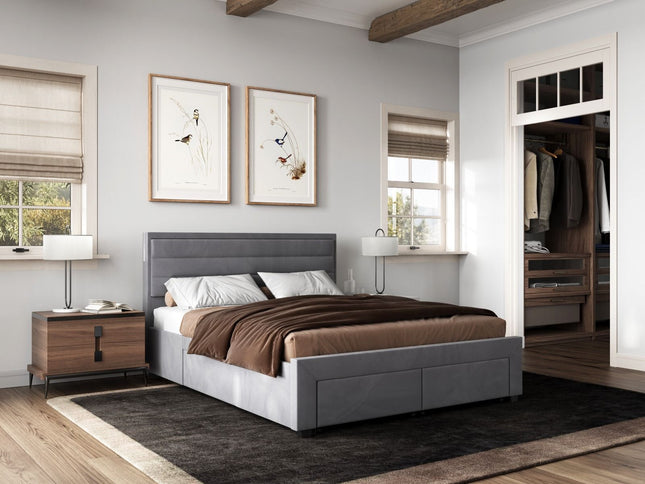 Flair Heybrook 4 Drawer Fabric Bed Grey