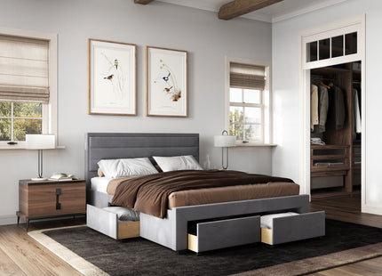 Flair Heybrook 4 Drawer Fabric Bed Grey