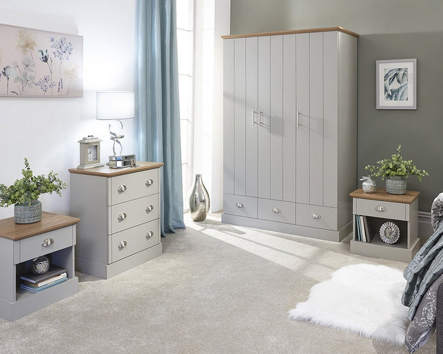 Kendal Grey 3 Door 3 Drawer Wardrobe
