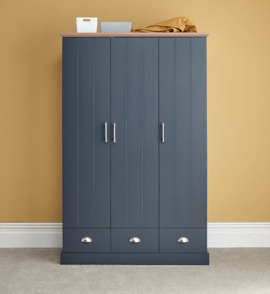 Kendal Blue 3 Door 3 Drawer Wardrobe