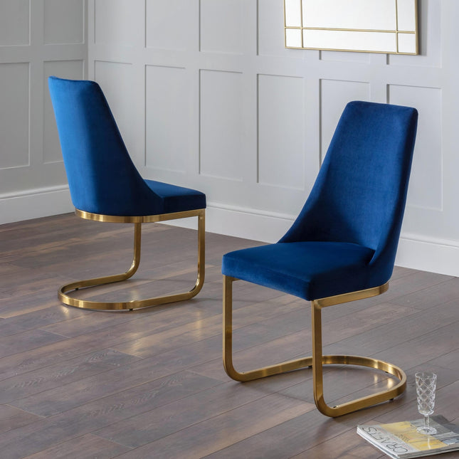 Set Of 2 Vittoria Cantilever Dining Chairs - Blue – image 2
