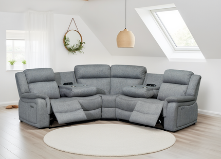 Linden Electric Recliner Sofa Grey Large Corner