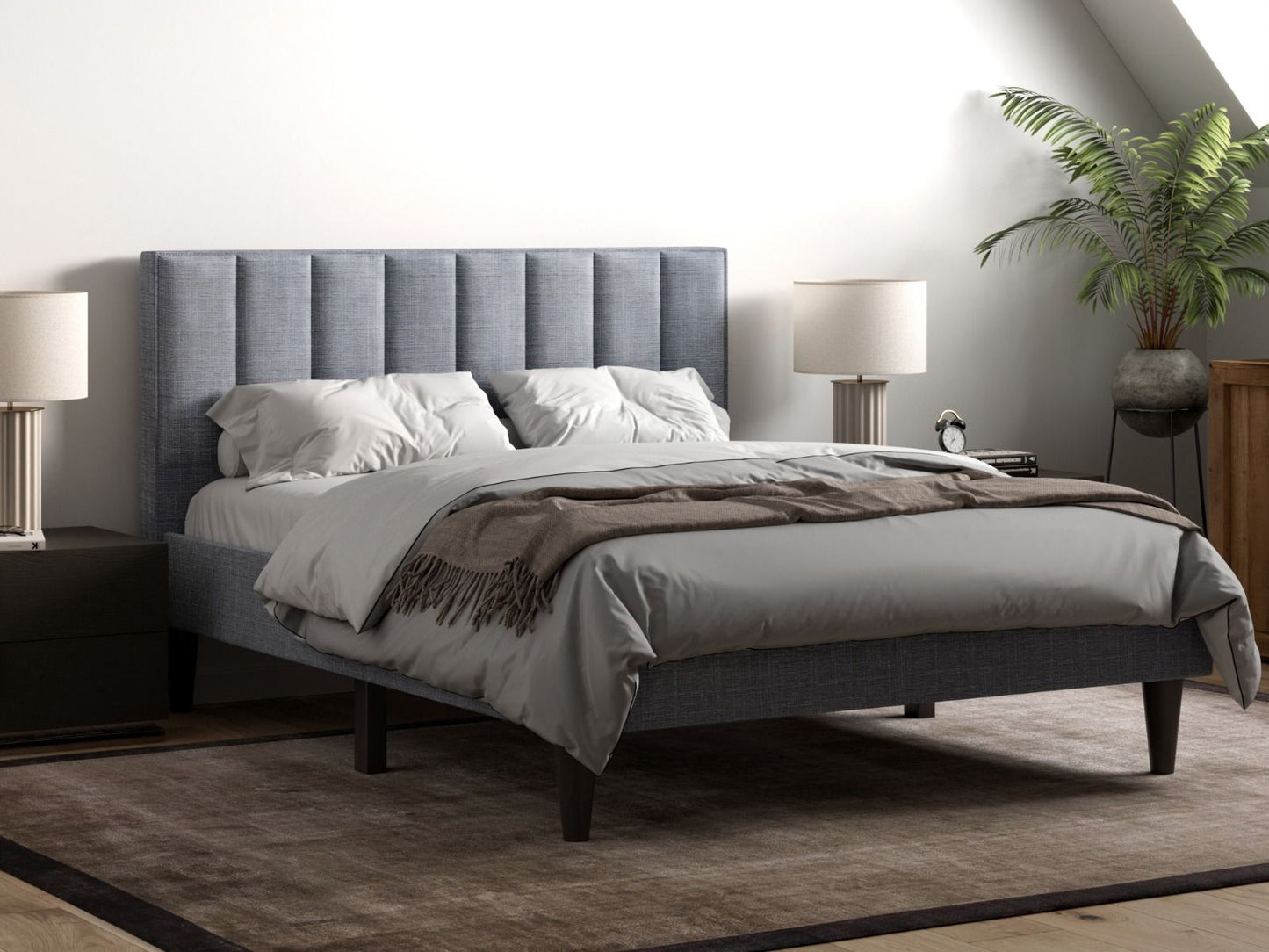 Flair Riverside Grey Linen Bed Frame