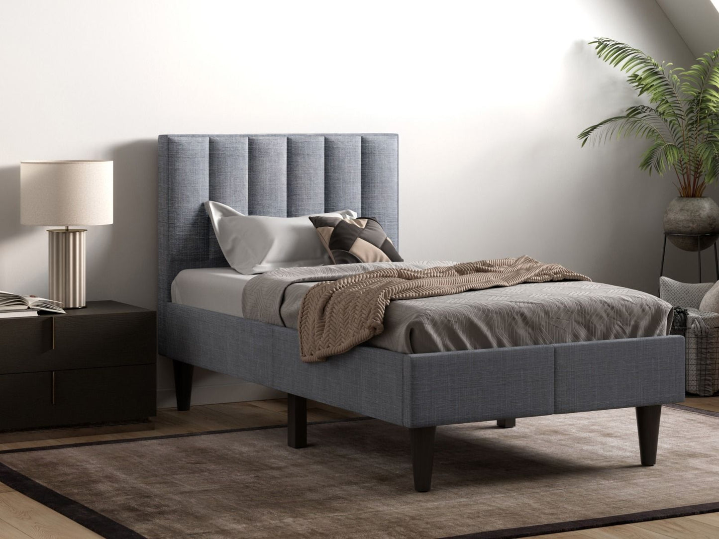 Flair Riverside Grey Linen Bed Frame