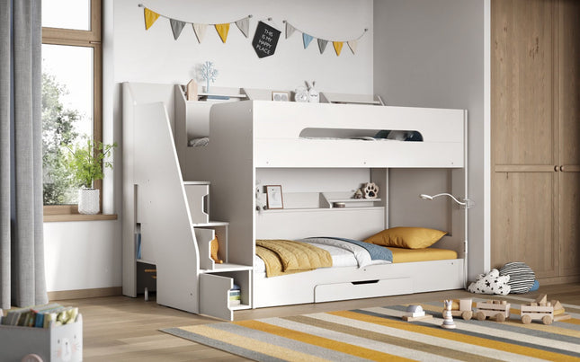 Flair Slick Staircase Bunk Bed White