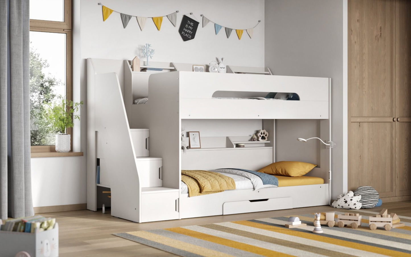 Flair Slick Staircase Bunk Bed White