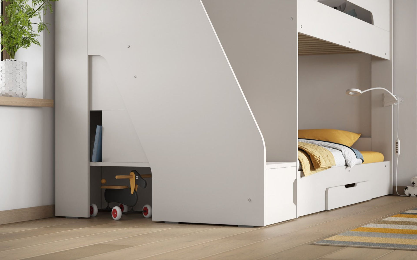 Flair Slick Staircase Bunk Bed White GGateBeds